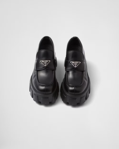 Brushed leather Monolith loafers